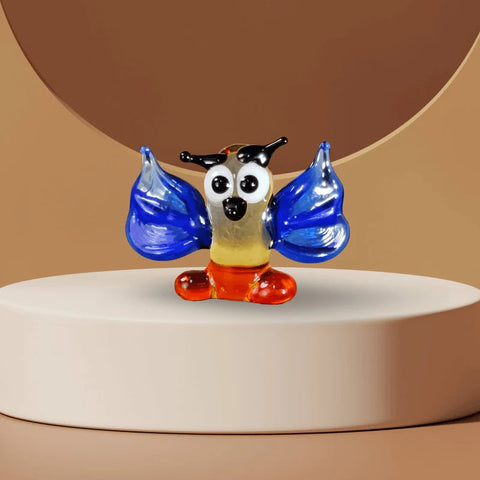 Blue Glass Owl Figurine, Handmade Murano Quality Design - Small