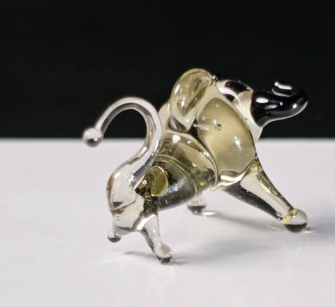 Grey Glass Bull Figurine, Handmade Murano Quality Design - Small