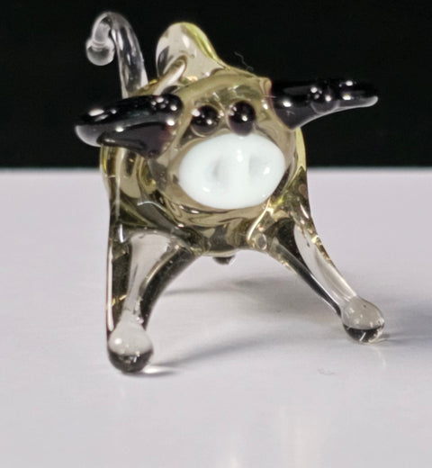 Grey Glass Bull Figurine, Handmade Murano Quality Design - Small