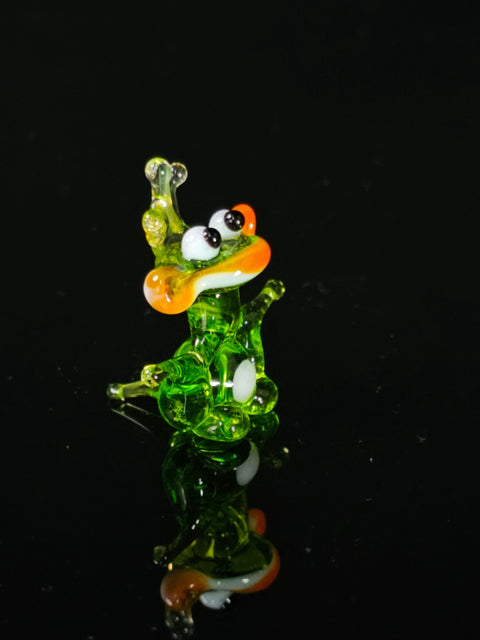 Glass Frog With Crown Figurine, Handmade Murano Quality Design - Small