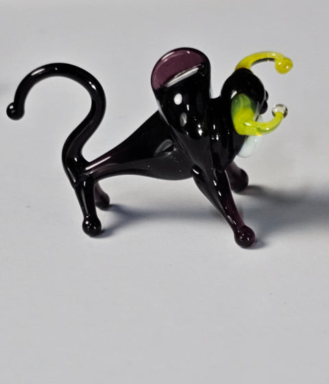 Black Glass Bull Figurine, Handmade Murano Quality Design - Small