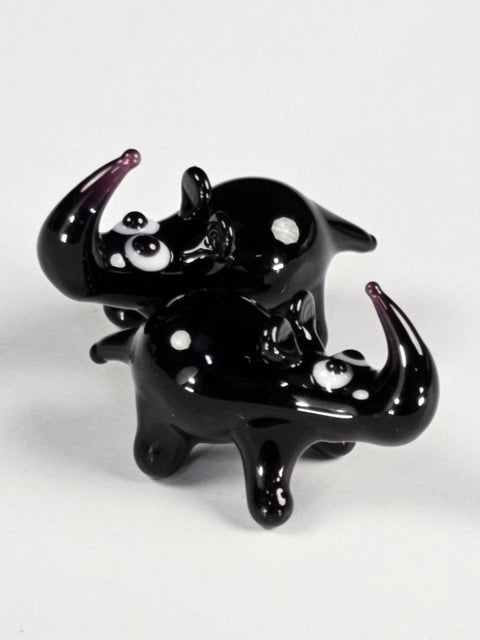 Black Glass Rhino Figurine, Handmade Murano Quality Design - Small