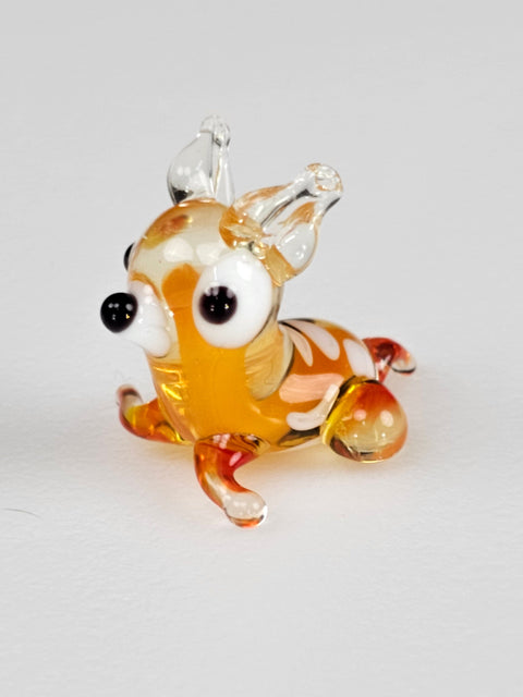 Glass Resting Deer Figurine, Handmade Murano Quality Design - Small