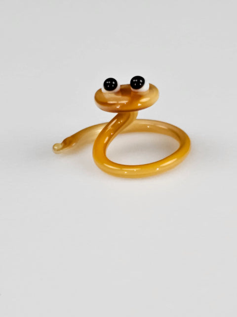 Ivory Glass Snake Figurine, Handmade Murano Quality Design - Small