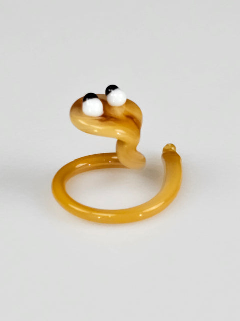 Ivory Glass Snake Figurine, Handmade Murano Quality Design - Small