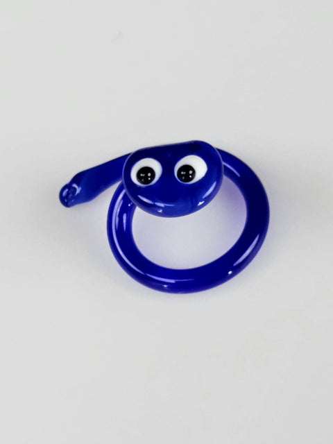 Blue Glass Snake Figurine, Handmade Murano Quality Design - Small