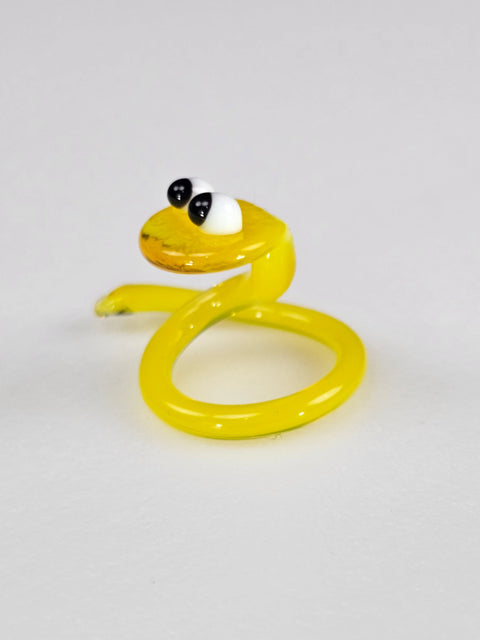 Yellow Glass Snake Figurine, Handmade Murano Quality Design - Small