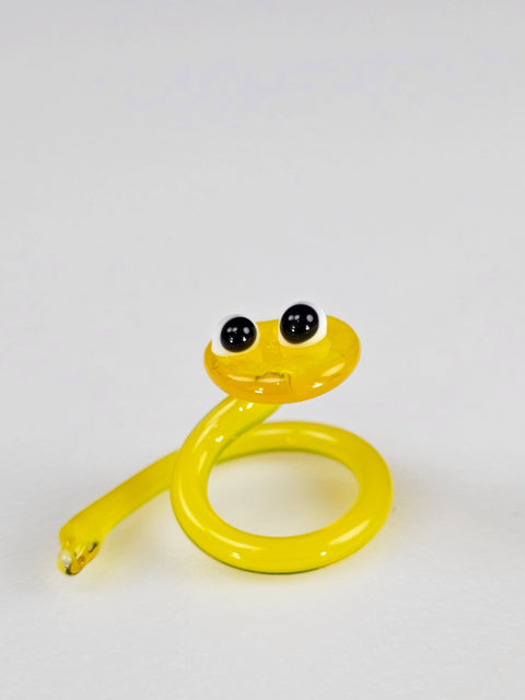 Yellow Glass Snake Figurine, Handmade Murano Quality Design - Small