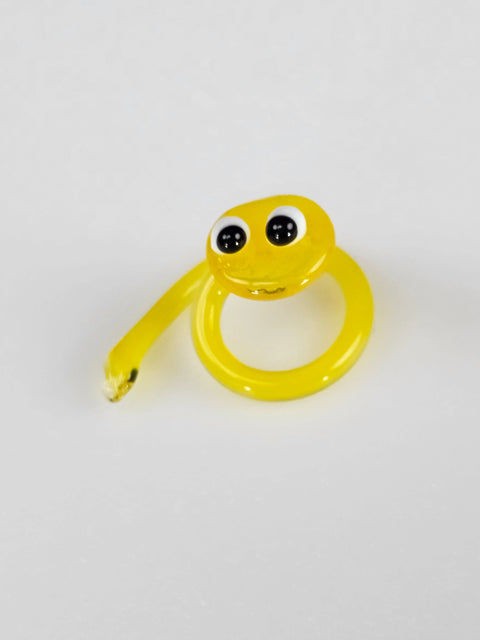 Yellow Glass Snake Figurine, Handmade Murano Quality Design - Small