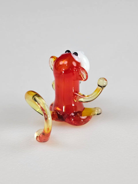 Red Glass Monkey Figurine, Handmade Murano Quality Design - Small