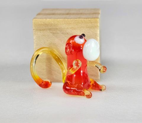 Red Glass Monkey Figurine, Handmade Murano Quality Design - Small