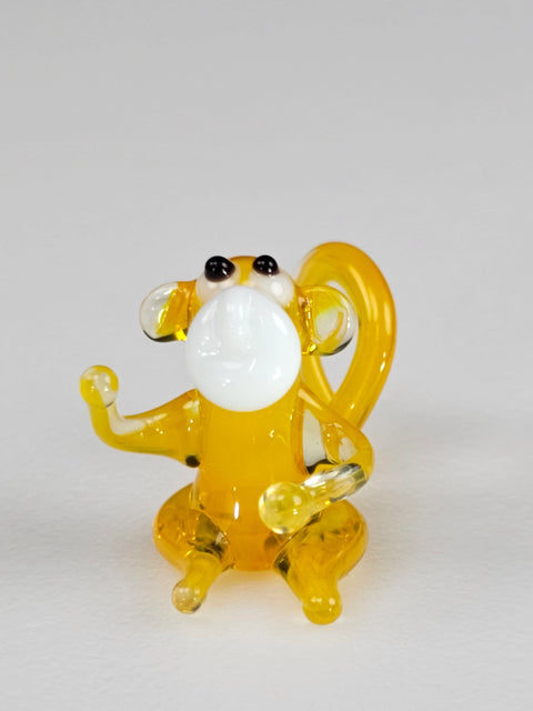 Yellow Glass Monkey Figurine, Handmade Murano Quality Design - Small