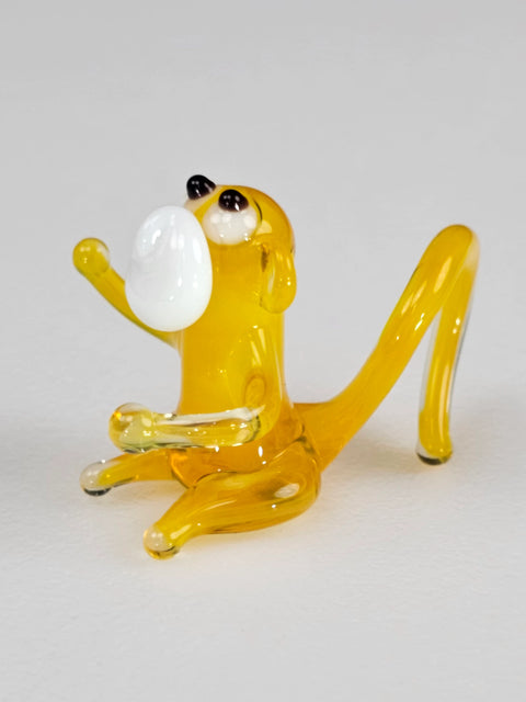 Yellow Glass Monkey Figurine, Handmade Murano Quality Design - Small