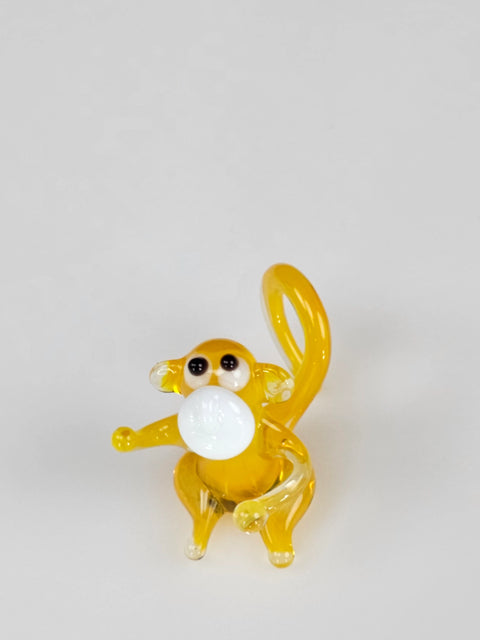 Yellow Glass Monkey Figurine, Handmade Murano Quality Design - Small