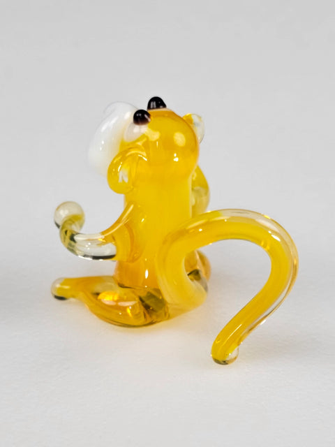 Yellow Glass Monkey Figurine, Handmade Murano Quality Design - Small