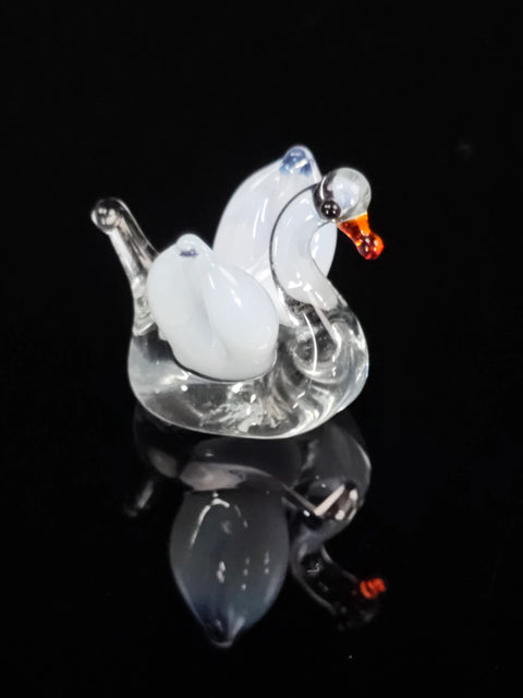 Clear Glass Swan Figurine, Handmade Murano Quality Design - Small