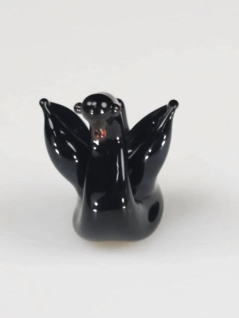 Black Glass Swan Figurine, Handmade Murano Quality Design - Small