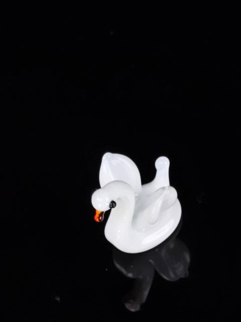 White Glass Swan Figurine, Handmade Murano Quality Design - Small