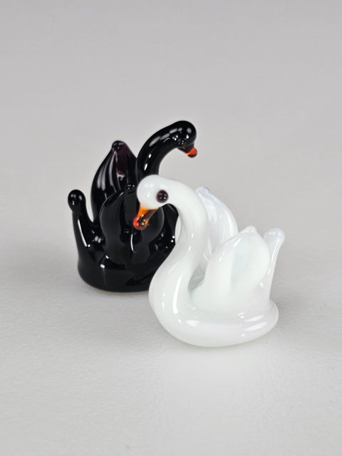 White Glass Swan Figurine, Handmade Murano Quality Design - Small