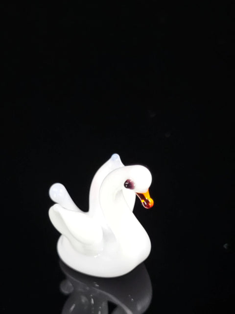 White Glass Swan Figurine, Handmade Murano Quality Design - Small