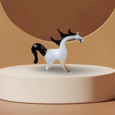 White Glass Horse Figurine, Handmade Murano Quality Design - Small