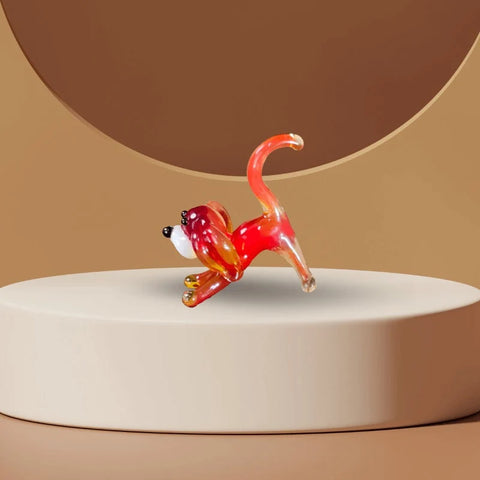 Red Glass Dog Figurine, Handmade Murano Quality Design - Small