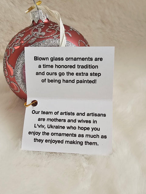 Red Blown Glass Ornament - Handcrafted - Fancy Flower Design