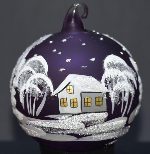 Purple Blown Glass Ornament - Handcrafted - White Cabins Design