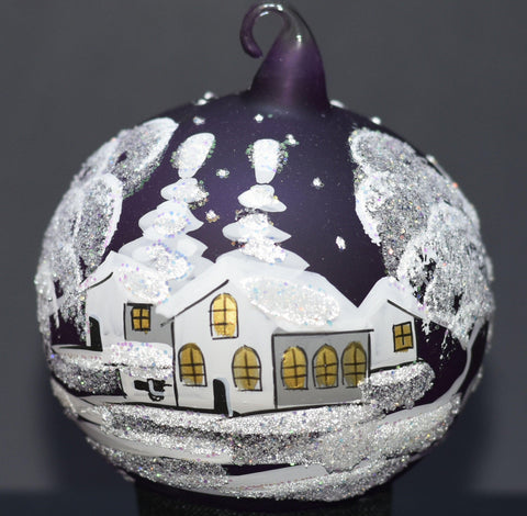 Purple Blown Glass Ornament - Handcrafted - White Cabins Design