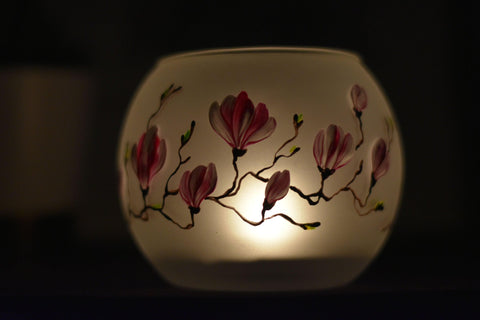 Magnolia Flower Glass Candle Holder - Multiple Sizes