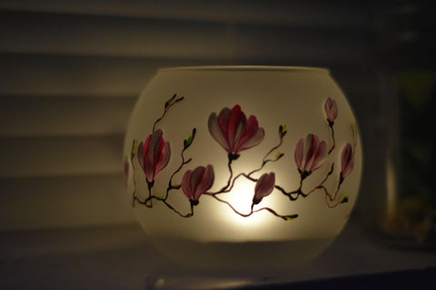 Magnolia Flower Glass Candle Holder - Multiple Sizes