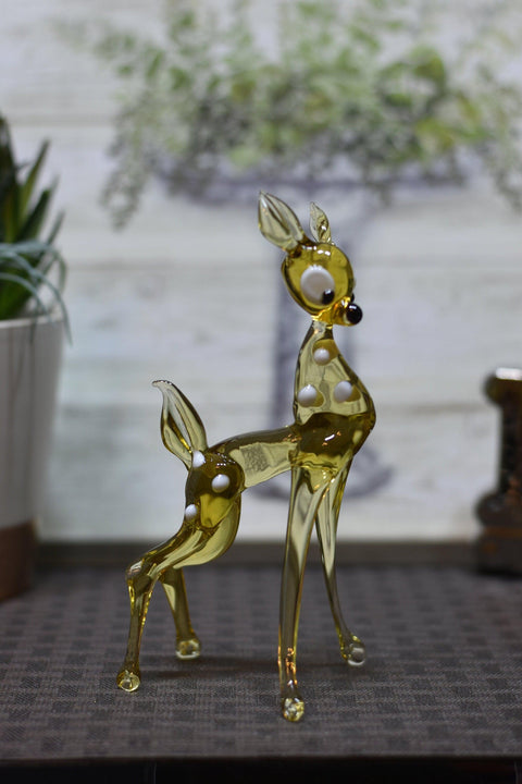 Naturally Colored Glass Figurine - Handcrafted - Deer Design