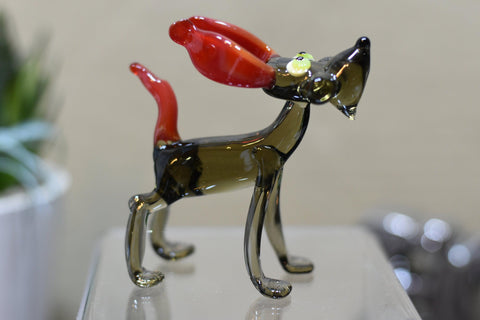 Naturally Colored Glass Figurine - Handcrafted - Dog Design