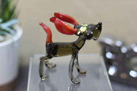 Naturally Colored Glass Figurine - Handcrafted - Dog Design