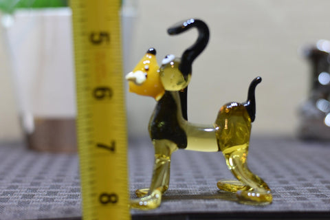 Naturally Colored Glass Figurine - Handcrafted - Dog W Bone Design