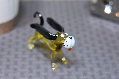 Naturally Colored Glass Figurine - Handcrafted - Dachshund Design