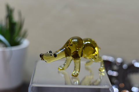 Naturally Colored Glass Figurine - Handcrafted - Bear Design