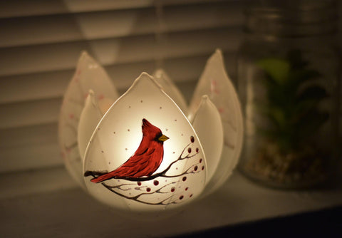 Lotus Blossom Glass Candle Holder