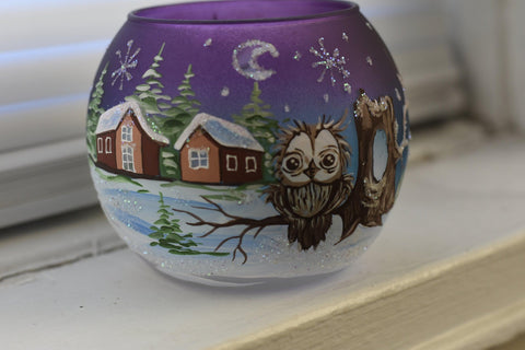 Midsummer Night Ombre Glass Candle Holder  - Fun Owl