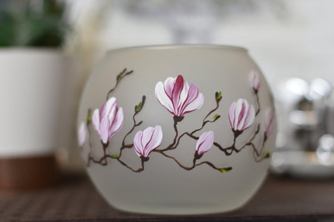 Magnolia Flower Glass Candle Holder - Multiple Sizes