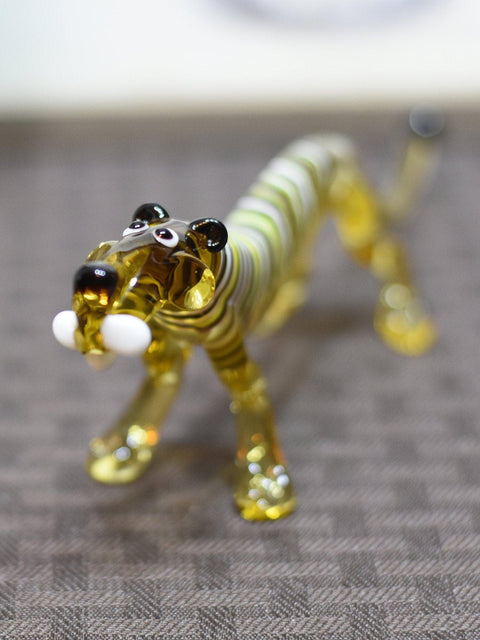 Naturally Colored Glass Figurine - Handcrafted - Tiger Design