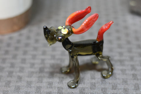 Naturally Colored Glass Figurine - Handcrafted - Dog Design