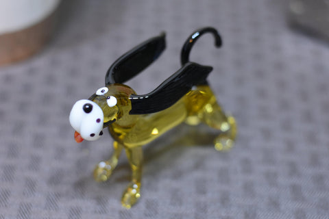 Naturally Colored Glass Figurine - Handcrafted - Dachshund Design