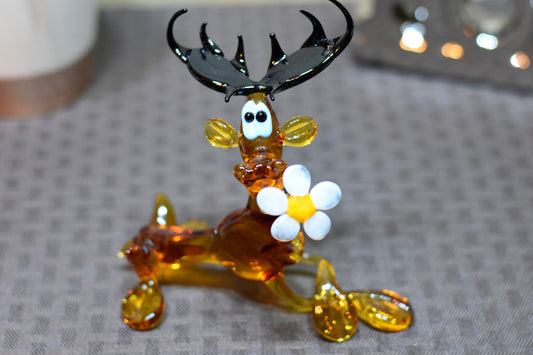 Glass Resting Moose Figurine