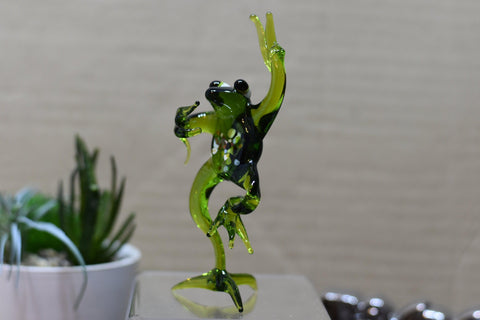 Naturally Colored Glass Figurine - Handcrafted - Frog Design