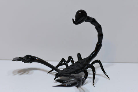 Black Glass Scorpion Figurine, Handmade Murano Quality Design - Large