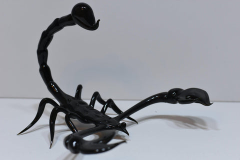 Black Glass Scorpion Figurine, Handmade Murano Quality Design - Large