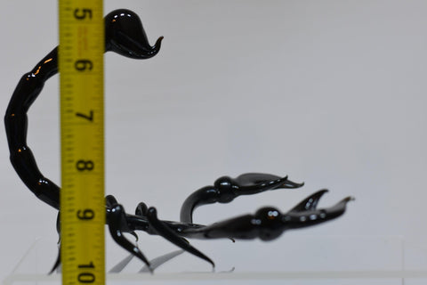 Black Glass Scorpion Figurine, Handmade Murano Quality Design - Large