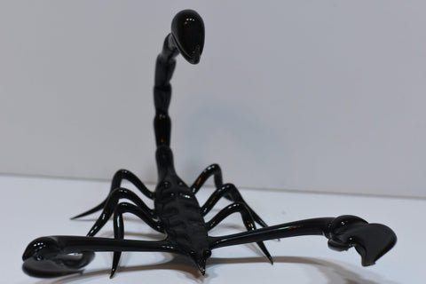 Black Glass Scorpion Figurine, Handmade Murano Quality Design - Large