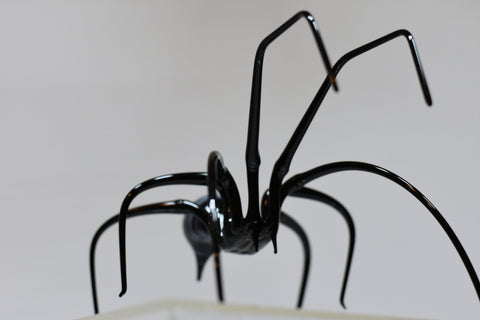 Glass Black Widow Spider Figurine, Handmade Murano Quality Design - Large